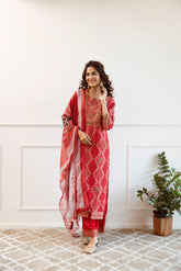 RASHMI  RED  COLOURED TREDITIONAL WEAR KURTA SET